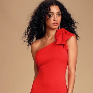 Lulus Fete Ready Red One-Shoulder Maxi Dress